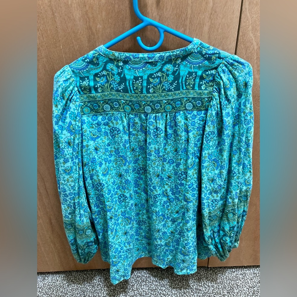 Spell Turquoise Floral Peasant Blouse - Picture 13 of 16